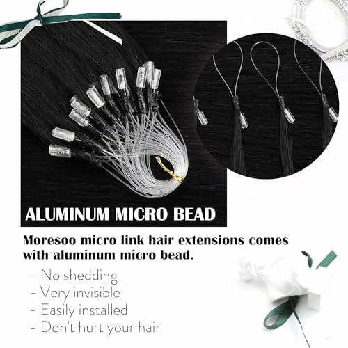 Aluminum micro bead hair extensions with loop tools.